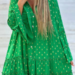 V-neck casual fashion printed patchwork dress