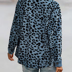 Leopard Jacket Long Sleeve Lapel Button Down Corduroy Shirts