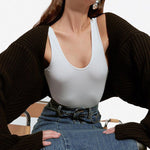 Puff Long Sleeve Rib Knit Short Fleece Cropped Cardigan