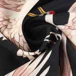 Original Crane Printed Buttoned Stand Collar Half Sleeves Blouse