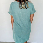 Striped Print Pocket Detail Tee Dress