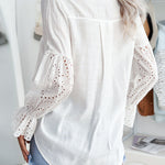 Nadorine Lace Splicing Button Elegant Long Sleeve Tops Tops Regular Fit Top Fashion Lace Patchwork Shirt