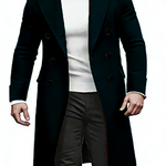 KZZ Men's Notch Lapel Double Breasted Long Trench Coat