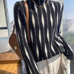 Long Sleeves Contrast Color High-Neck Sweater Tops