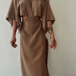 Chic Exposed Waist Cotton and Linen Dress