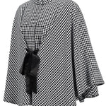 Stylish Houndstooth Loose Lace-up Cape