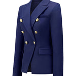 Long Sleeves Buttoned Notched Collar Blazer Outerwear