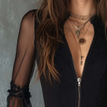 Vintage Sheer Sleeves Zip-up Collar Blouse