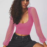 Puff Sleeve Scoop Neck T-Shirt