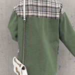 Plaid Patchwork Jackets Lapel Collar Spliced Button Down Pockets Overcoats