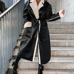 Women's Thick Windproof Belted Long Trench Coat Outerwear