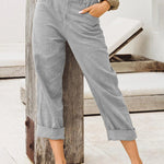 Summer Elegant Harem Pants Elastic Waistband Solid Color Light Beach Trousers