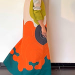 Long Sleeves Loose Printed Split-Joint Round-Neck Maxi Dresses