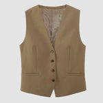 Nadorine Chic Solid Color Two-piece Suits Slim Fit Sleeveless Vest Casual Wide Leg Pants Set
