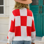 Nadorine Color Block Polo Plaid Sweater