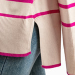 Striped Sweater Casual Turtleneck Knit Pullover Jumper Tops