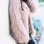 Solid Color Plush Long Sleeve Lapel Imitation Floating Coat