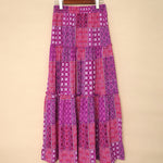 Tiered Paisley Print Long A-Line Skirt Boho Holiday Maxi Skirts