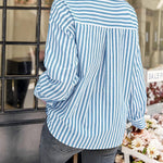 Nadorine Roll Up Sleeve Button Down Lapel Blouse with Pocket Comfy Casual Loose Fit Shirt