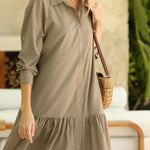 Women's Fashion Loose Button Down Shirt Dress