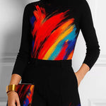 Long Sleeves Printed Mock Neck T-Shirts Tops