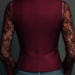 Elegant Black Lace Panel Sleeve Blazer Top