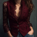 Marie-Laure – Lace Sleeve Blazer Vest