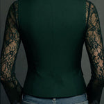Noémie | Black Blazer Top with Semi-Transparent Sleeves