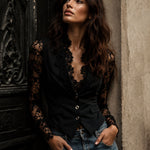 Marie-Laure – Lace Sleeve Blazer Vest