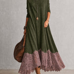 Milly | Lace-Hem Suede Maxi Dress