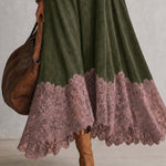 Milly | Lace-Hem Suede Maxi Dress