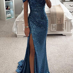 Party Sequin Off-Shoulder Slit Dress