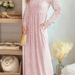 Leopard Print Long Sleeve Empire Waist Maxi Dress