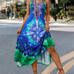 Ethnic Style Print Dress Long Maxi Dresses Retro Tank Dress Loose Beach Dress