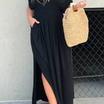 SLIT V-NECK EFFORTLESS MAXI LONG DRESS (BUY 2 FREE SHIPPING)