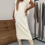 Elegant Two-piece Set Midi Dress and Turtle Neck Sweater Skirt Set