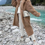 Irregular Single Breasted Lapels Womens Long Fur Coat