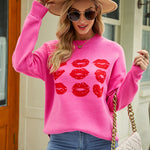 Valentine's Day Heart Lips Pattern Sweater