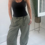 Street Style Drawstring Elastic Waist Pocketed Cargo Pants