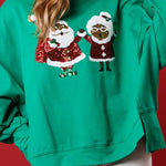 Christmas Santa Sequined Casual Loose Long Sleeve Sweatshirt