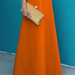 Loose Short Sleeves Solid Color High-Neck Maxi Dresses