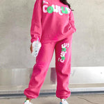 Two Piece Outfits Casual Lounge Sets Printed Round Neck Sweatshirt Pullover with Sweatpants