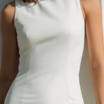 White Sleeveless Tailored Sheath Dress