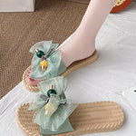 Bowknot Gauze Open Toe Split-Joint Slippers