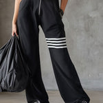 Sporty Retro Lace Striped Black Sleeveless Hooded Jumpsuit