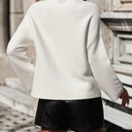 Nadorine Crewneck Knitted Sweater Solid Color Batwing Long Sleeve Pullover Jumper Top