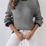 Nadorine Sweater Casual Long Sleeve Color Block Loose Pullover