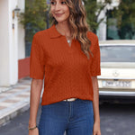 Nadorine Women Short Sleeve Sweater Pullover Polo Tops