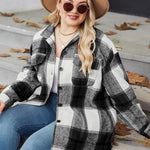 Nadorine Women's Plus Size Flannel Plaid Shacket