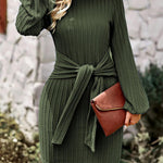 Nadorine Women's Casual Knit Dress Long Sleeve Bodycon Dress